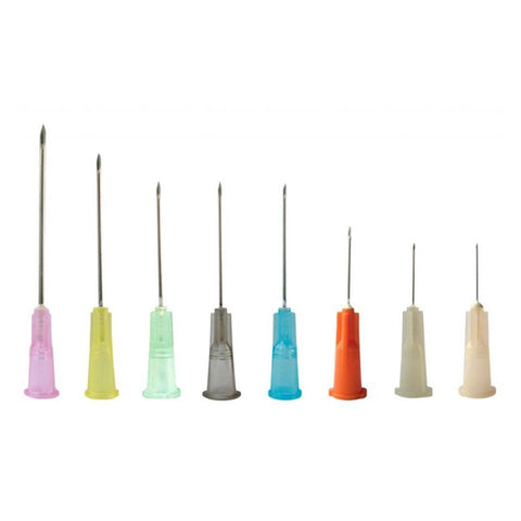 Aguja hipodermica de acero