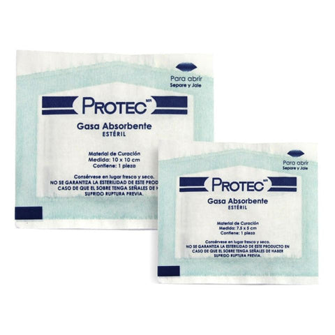 Gasa. Esteril. Medida 10 cm x 10 cm.
