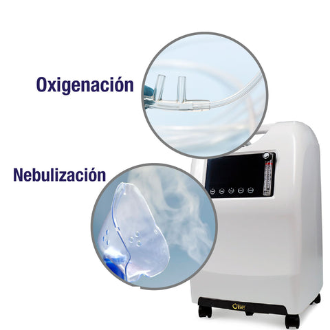 Concentrador de Oxígeno 2 en 1 con Nebulizador  0 a 10 litros por Minuto