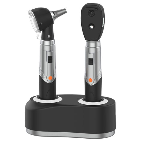 Set Otoscopio y Oftalmoscopio Recargable de Fibra Óptica con Luz Led